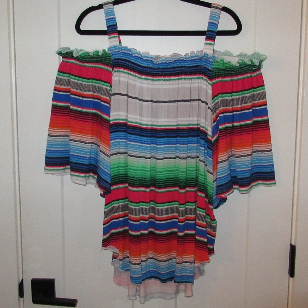 Multicolor Off-Shoulder Striped Women’s Top